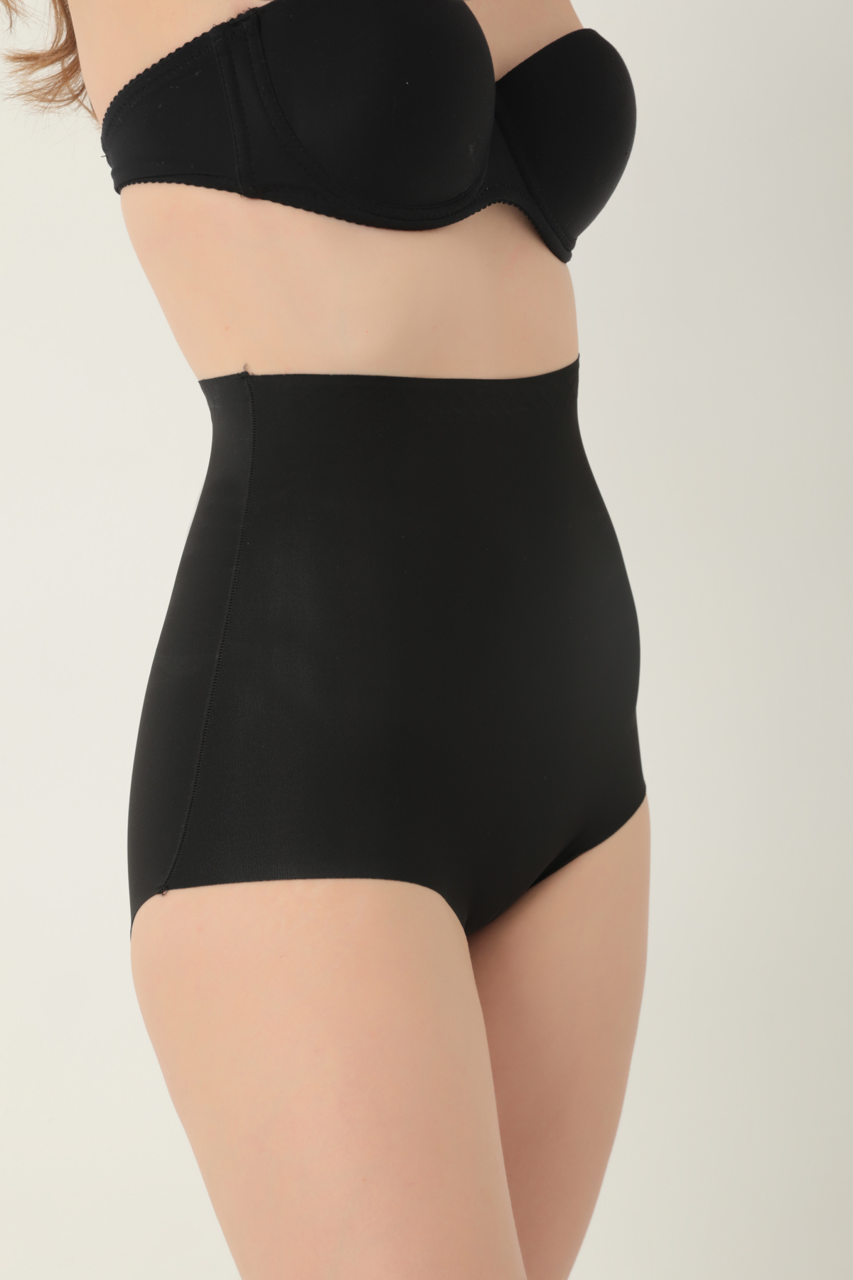 baruccafashion Slip Korse Göbek Alt Karın Bel ve Basen Toparlayıcı Siyah Lazer Kesim Yüksek Bel Korse görsel 6