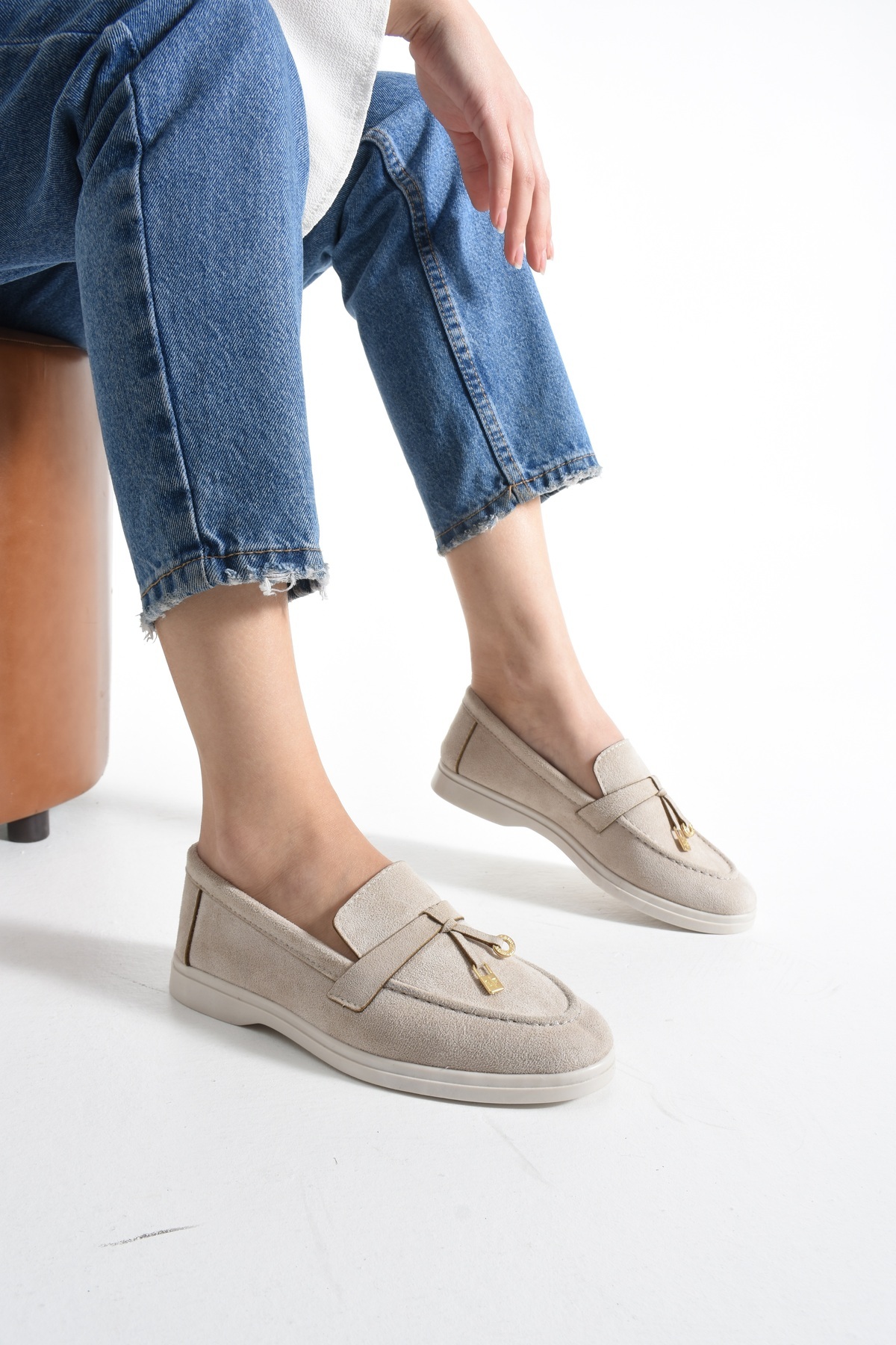 Genel Markalar Günlük Giymelik Kadin Loafer Suet Ayakkabı Rumgayshoes görsel 2