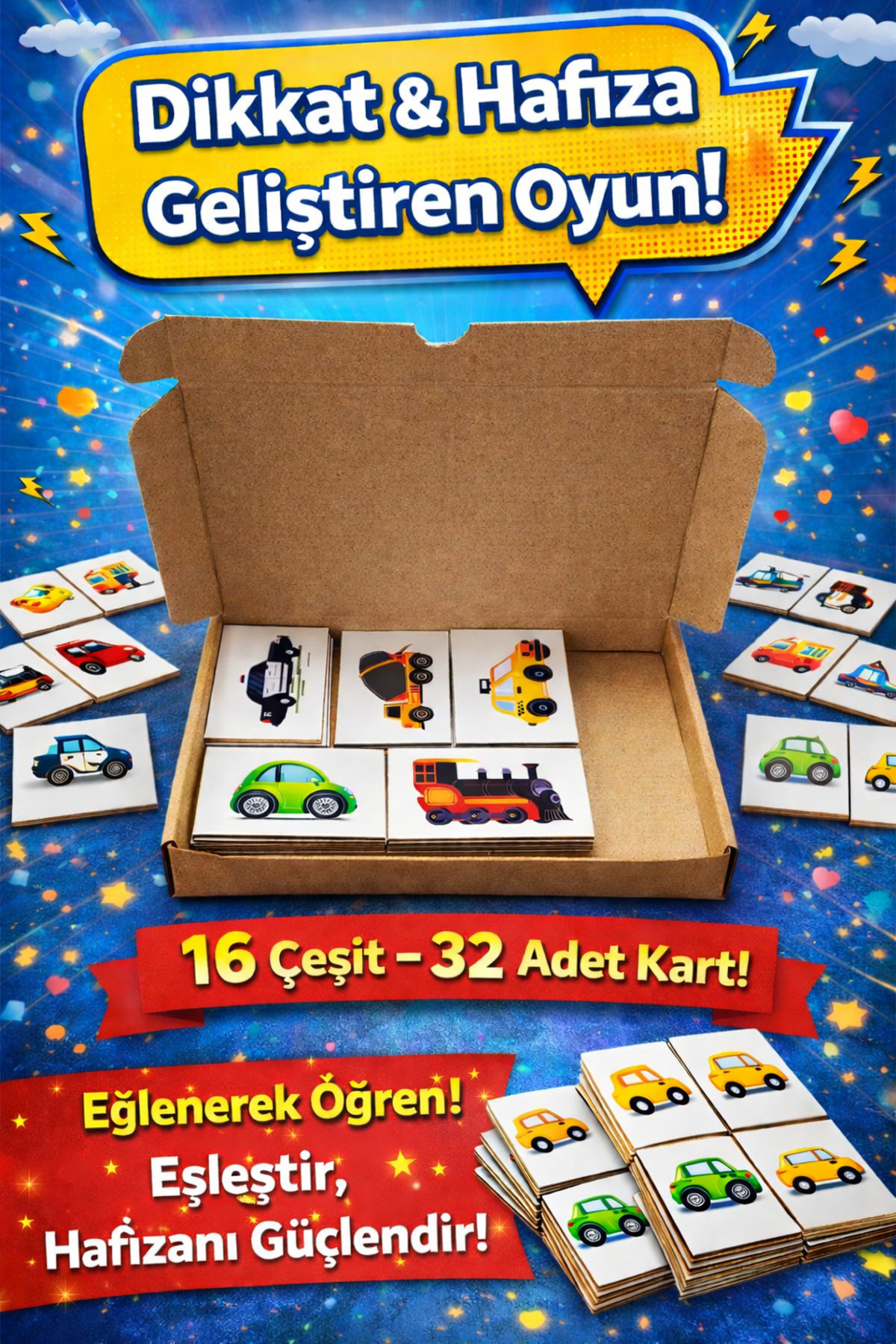 Smart Cards Matching Game Memory Card , Car Playing Card, Tools Matching Playing Cards