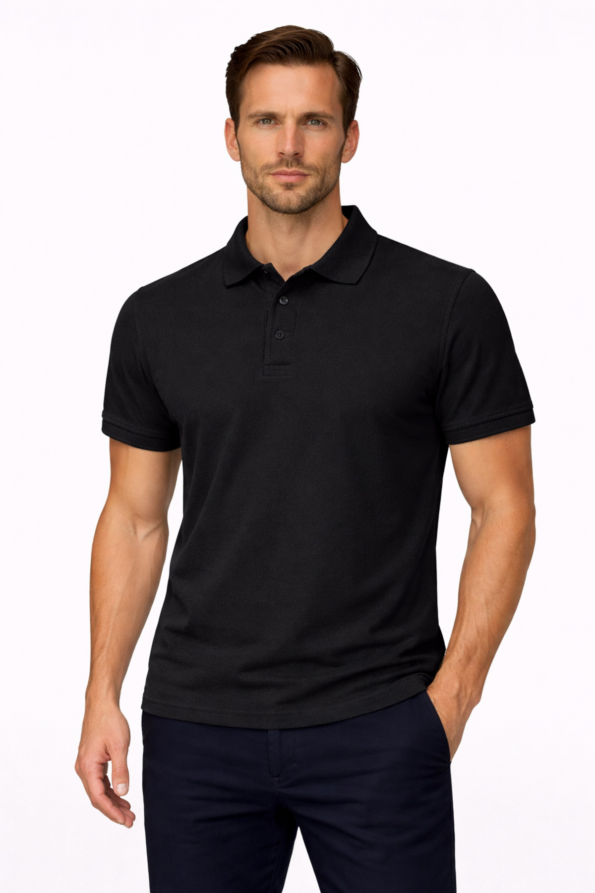 Men's Black Polo Neck T-shirt