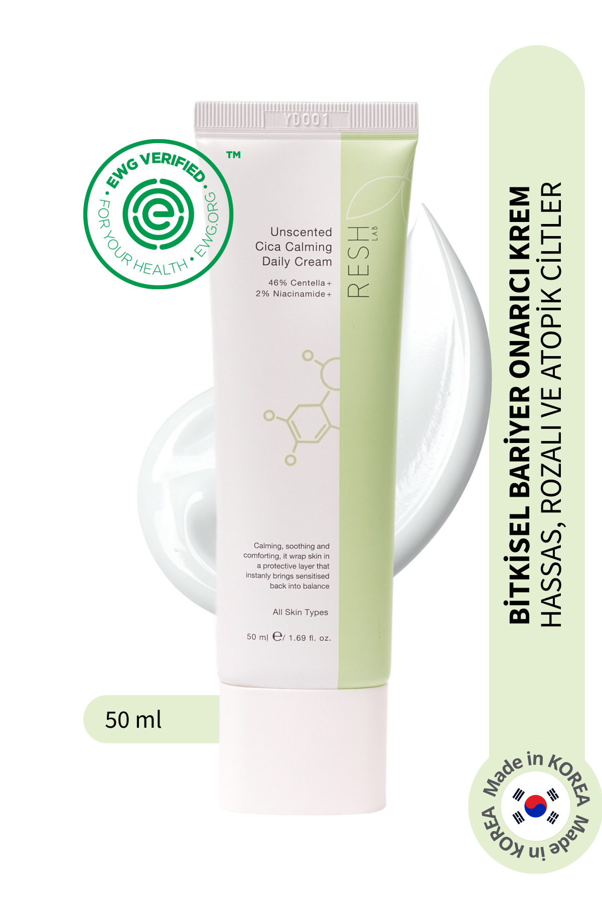 RESH LAB Unscented Cica Calming Daily Cream - Bariyer Onarıcı Nemlendirici Krem 50ml - Fiyatı, Yorumları