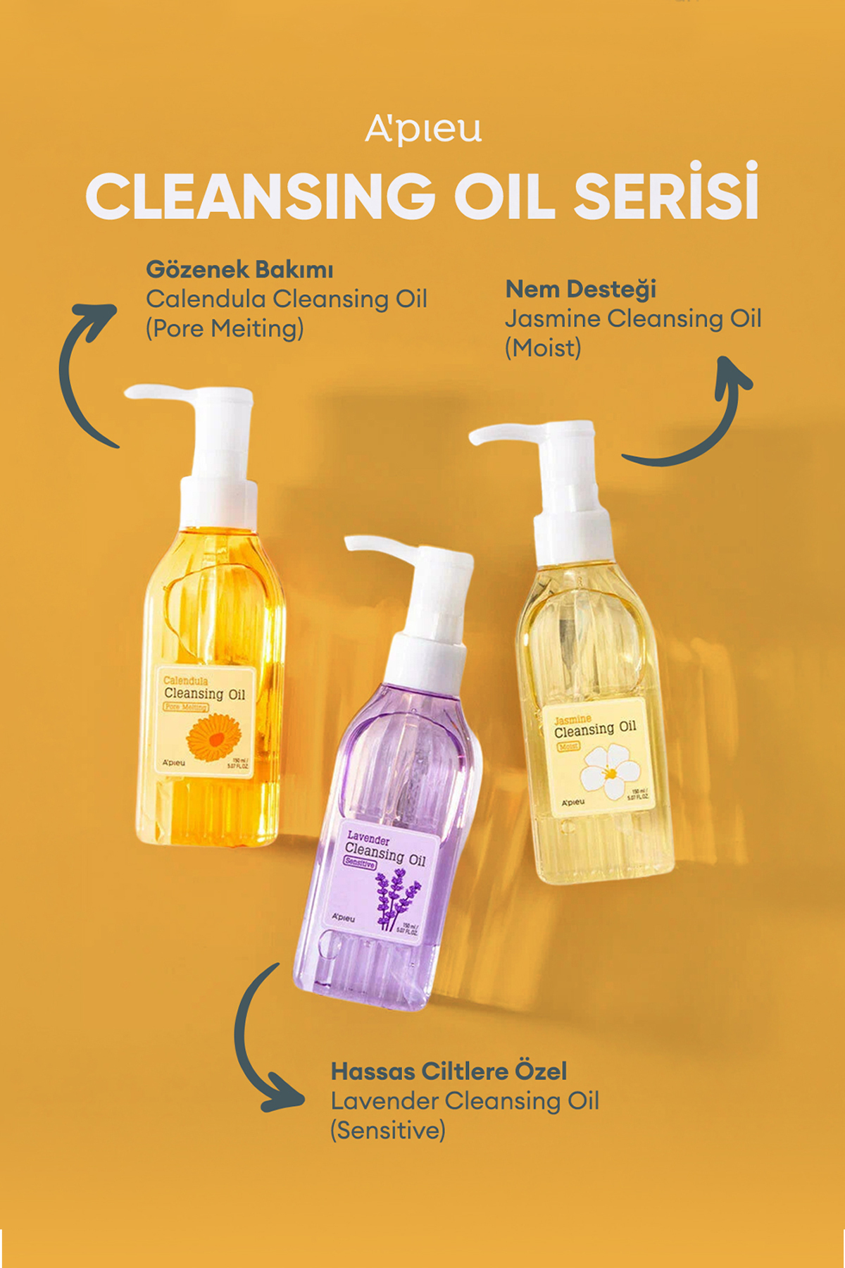 Aynısefa İçeren Gözenek Arındırıcı Makyaj Temizleme Yağı A'PIEU Calendula Cleansing Oil Pore Melting — 8112 — تصویر 6 از 6