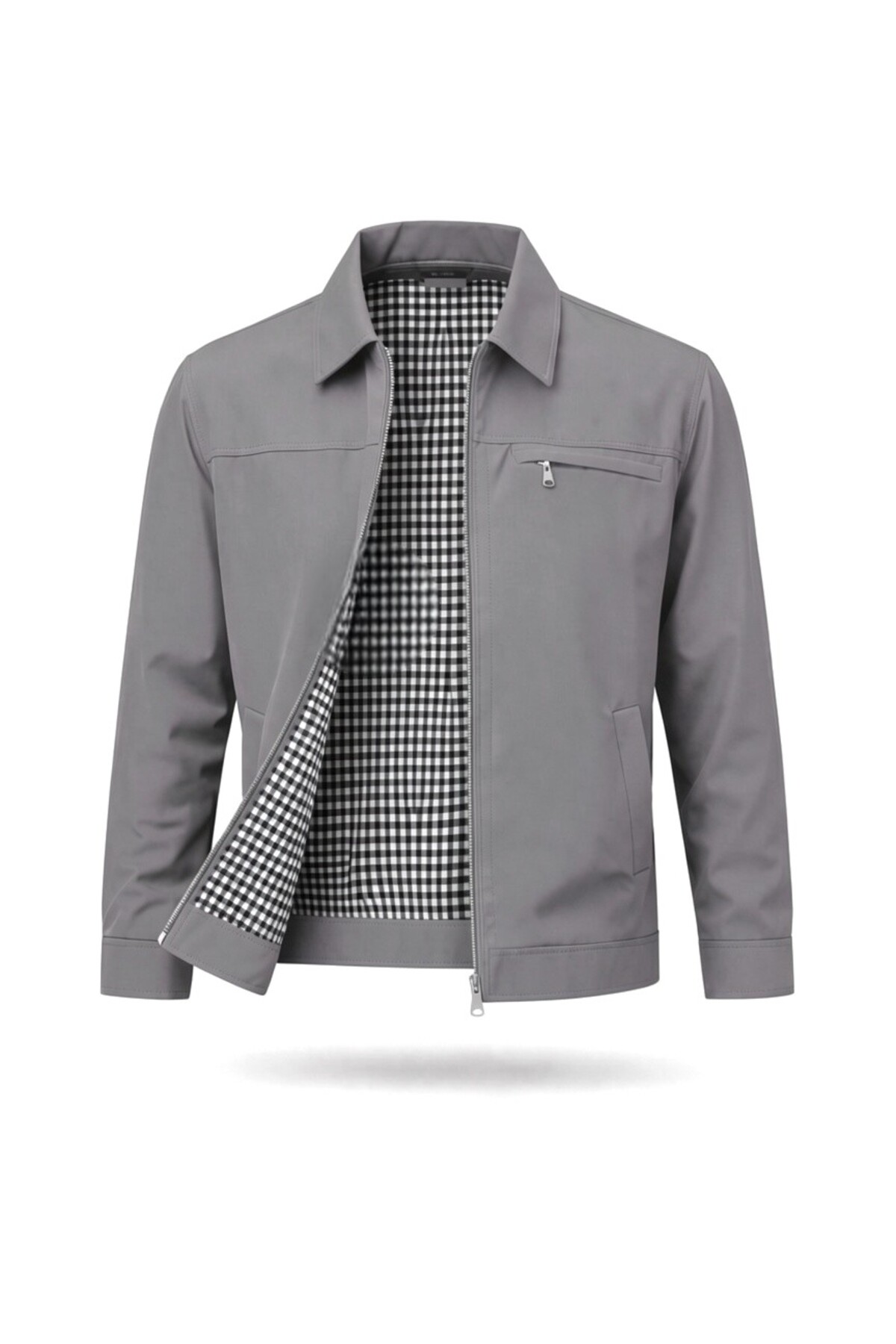 REGOS  Erkek Gri Regular Bonded Kumaş Klasik Yaka Mevsimlik&Yazlık Mont