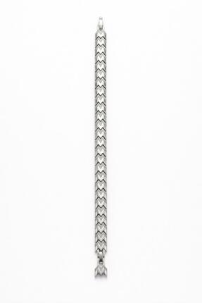 Muben Silver Chevron 14 k Beyaz Çelik Zirkon Taş Kuyumcu İşçilik Kadın Bileklik