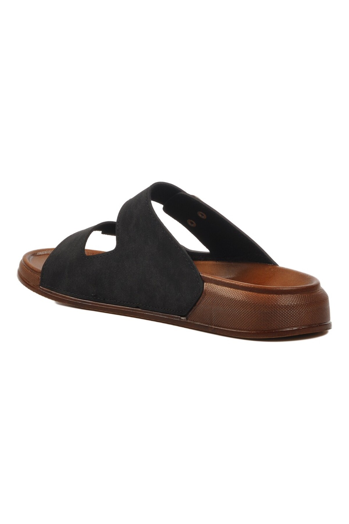 ADIMİST Unisex (Kadın- Erkek) Ortopedik Günlük Yumuşak Kaymaz Taban Deri Tokalı Ev Dışarı Terlik görsel 6
