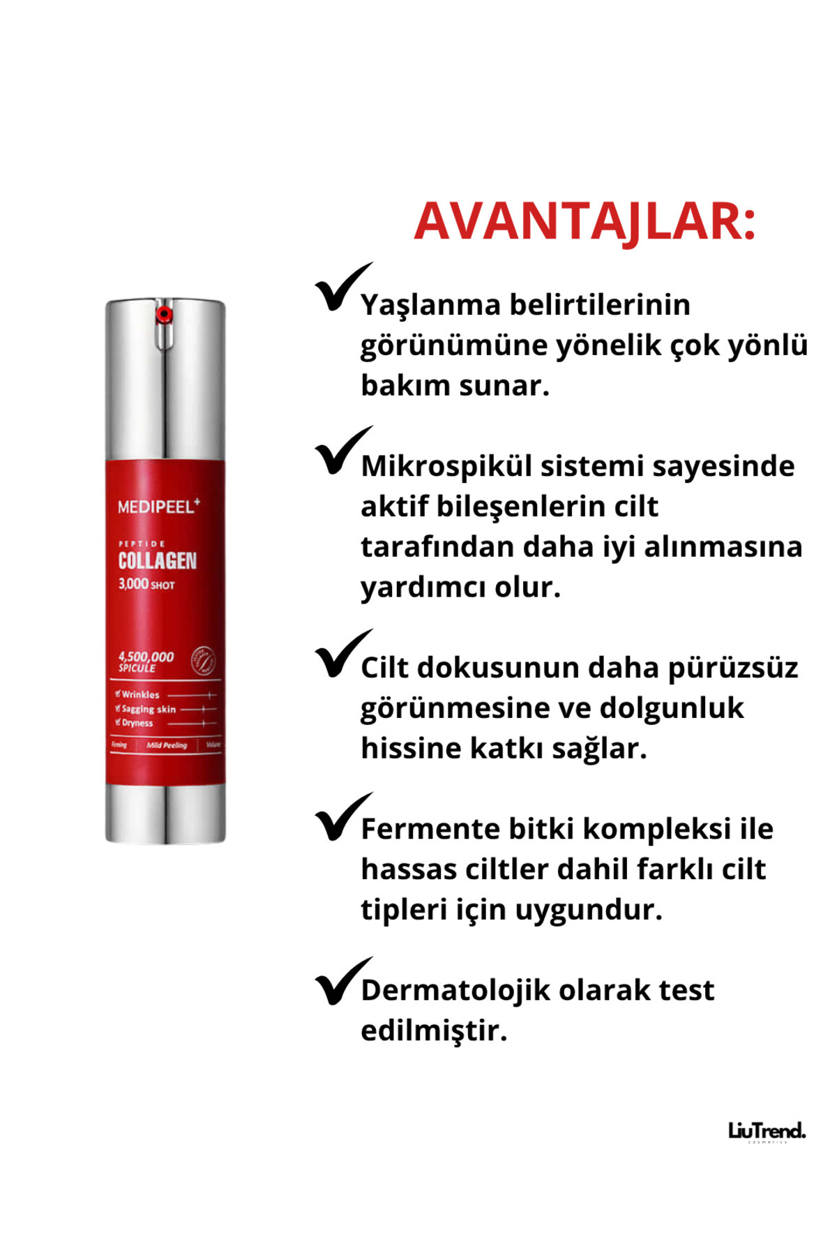 Red Lacto Collagen 3000 Shot Serum 50 ml Sıkılaştırıcı ve Peeling Etkili Konsantre Spiküller Serum — M0451 — تصویر 3 از 6