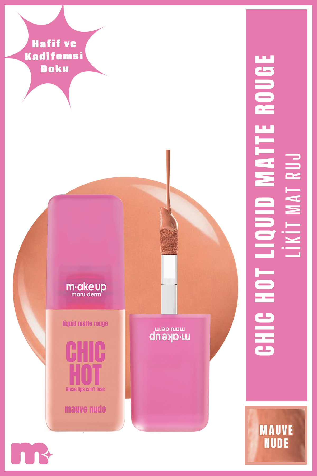 Maru.Derm make up maruderm Kadifemsi Mat Likit Ruj – Liquid Matte Rouge Mauve Nude — بژ MatteRouge
