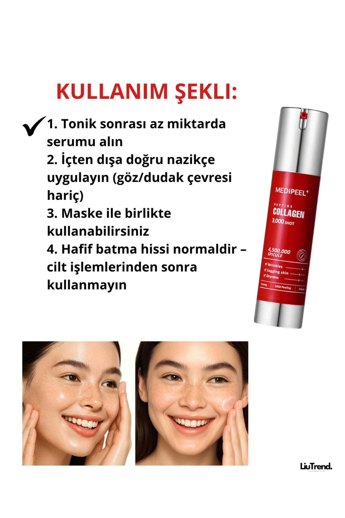 Red Lacto Collagen 3000 Shot Serum 50 ml Sıkılaştırıcı ve Peeling Etkili Konsantre Spiküller Serum — M0451 — تصویر 5 از 6