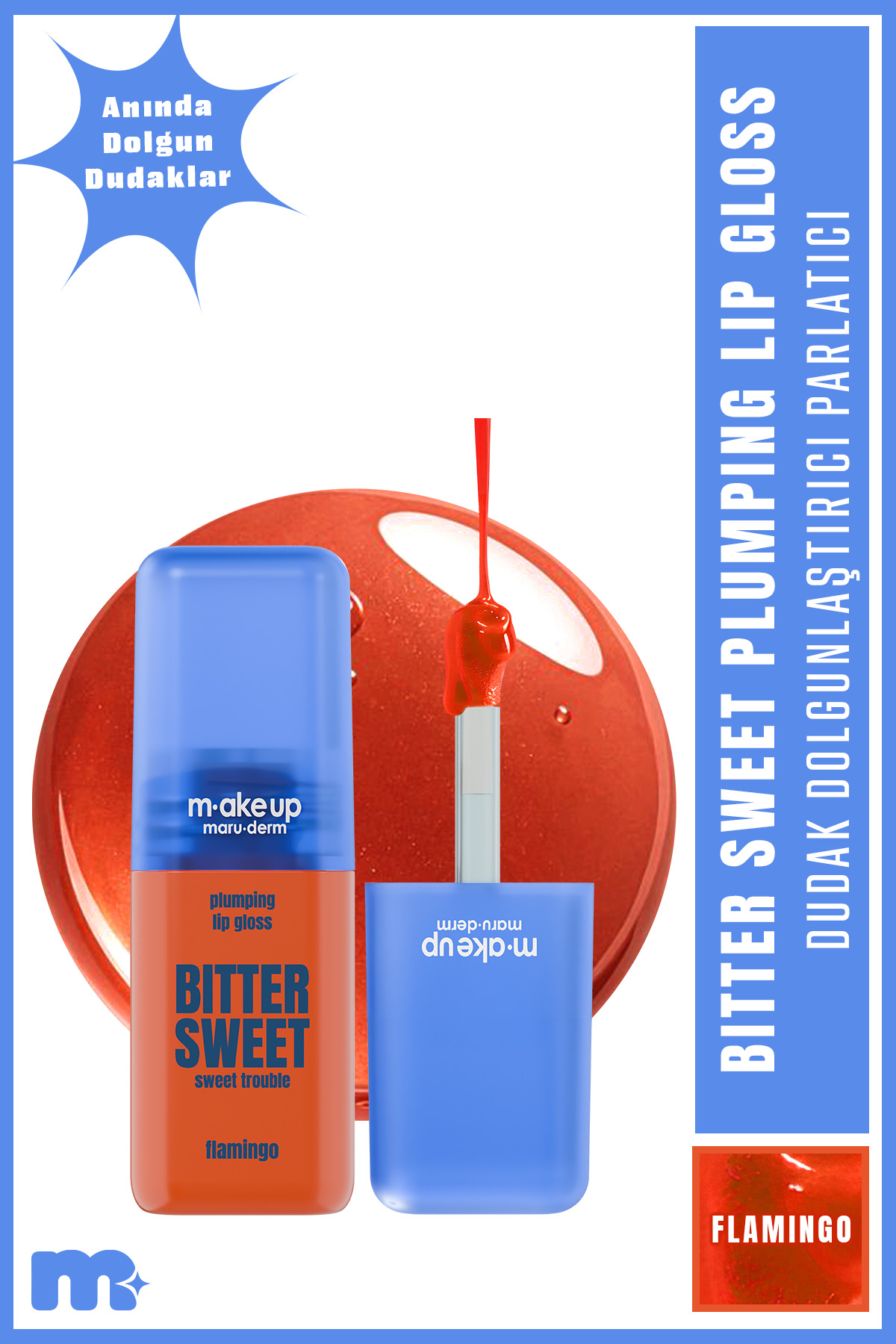 make up maruderm Dolgunlaştırıcı Etkili Dudak Parlatıcısı – Plumping Lip Gloss Flamingo — نارنجی PlumpGloss
