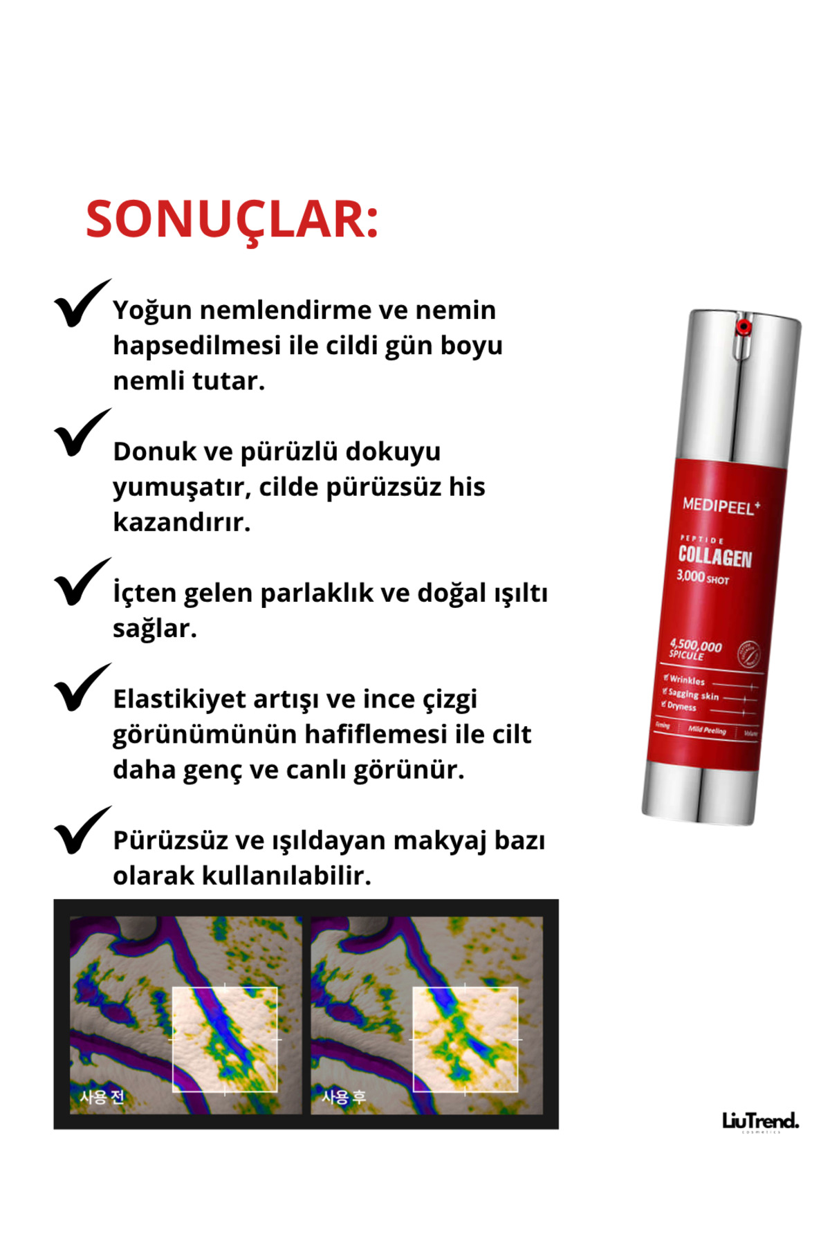 Red Lacto Collagen 3000 Shot Serum 50 ml Sıkılaştırıcı ve Peeling Etkili Konsantre Spiküller Serum — M0451 — تصویر 4 از 6