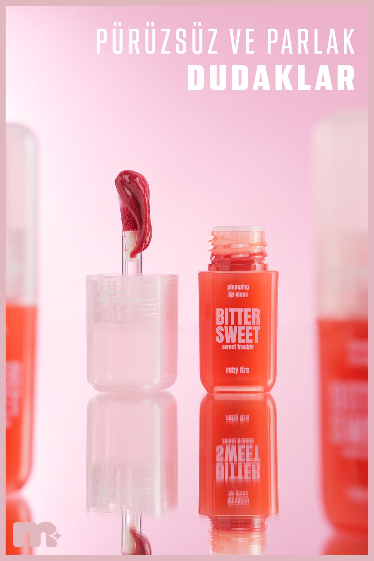 make up maruderm Dolgunlaştırıcı Etkili Dudak Parlatıcısı – Plumping Lip Gloss Ruby Fire — قرمز PlumpGloss — تصویر 5 از 6