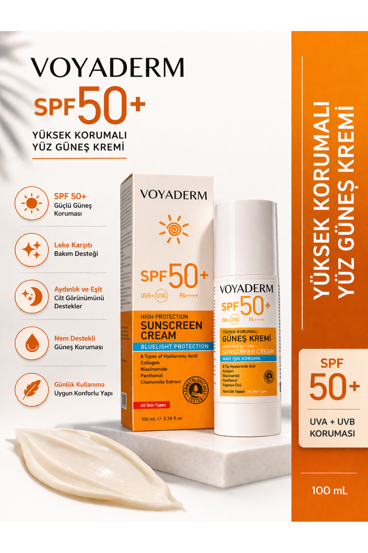 SPF50+ Yüksek Korumalı Yüz Güneş Kremi 100 ml — VD001