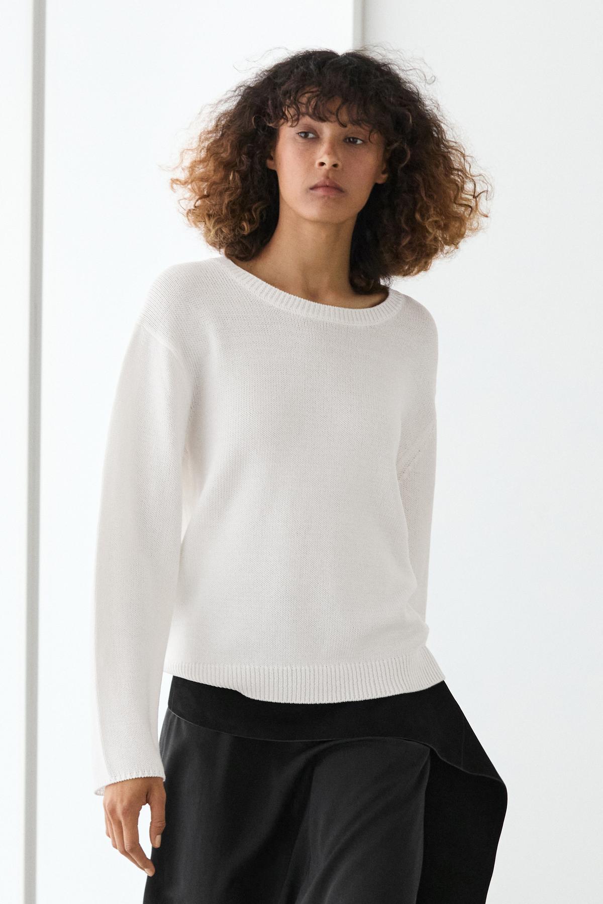 Massimo Dutti  Merserize pamuk triko kazak - Görsel 4