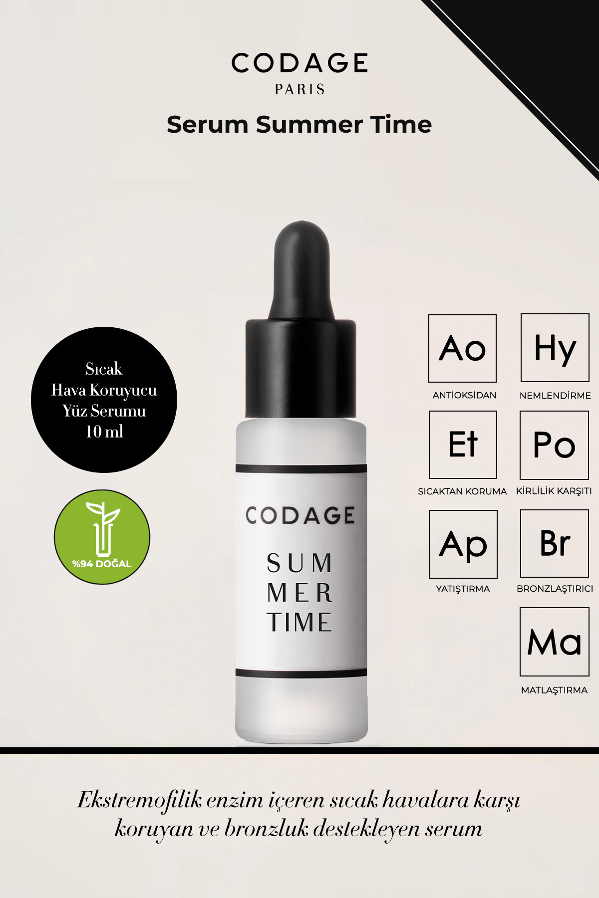 CODAGE PARIS Serum Summer Time - Sıcak Hava Koruyucu Yüz Serumu 10