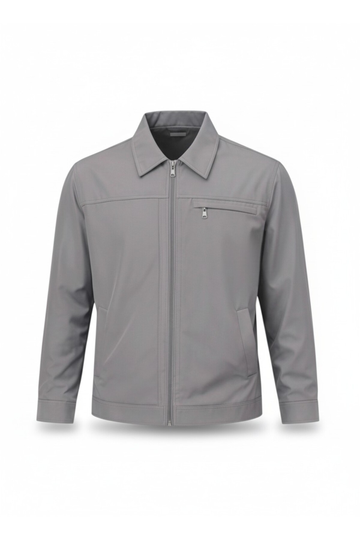 REGOS  Erkek Gri Regular Bonded Kumaş Klasik Yaka Mevsimlik&Yazlık Mont - Görsel 4