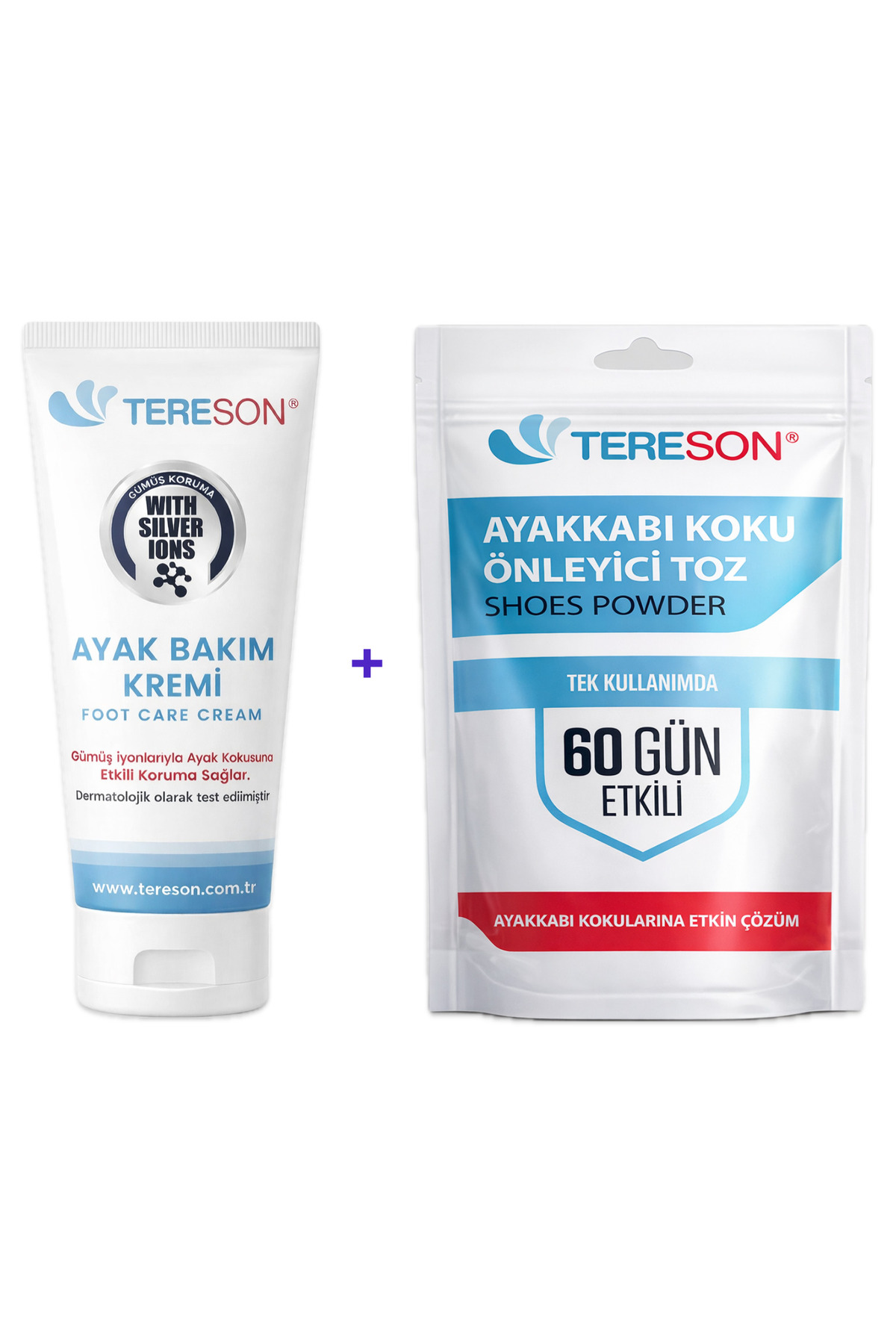 Tereson Koku Karşıtı Ayak Bakım Kremi 50 Ml (gümüş Iyon)+ayakkabı Koku Önleyici Toz 1 Kutuda 10 Adet — TeresonA