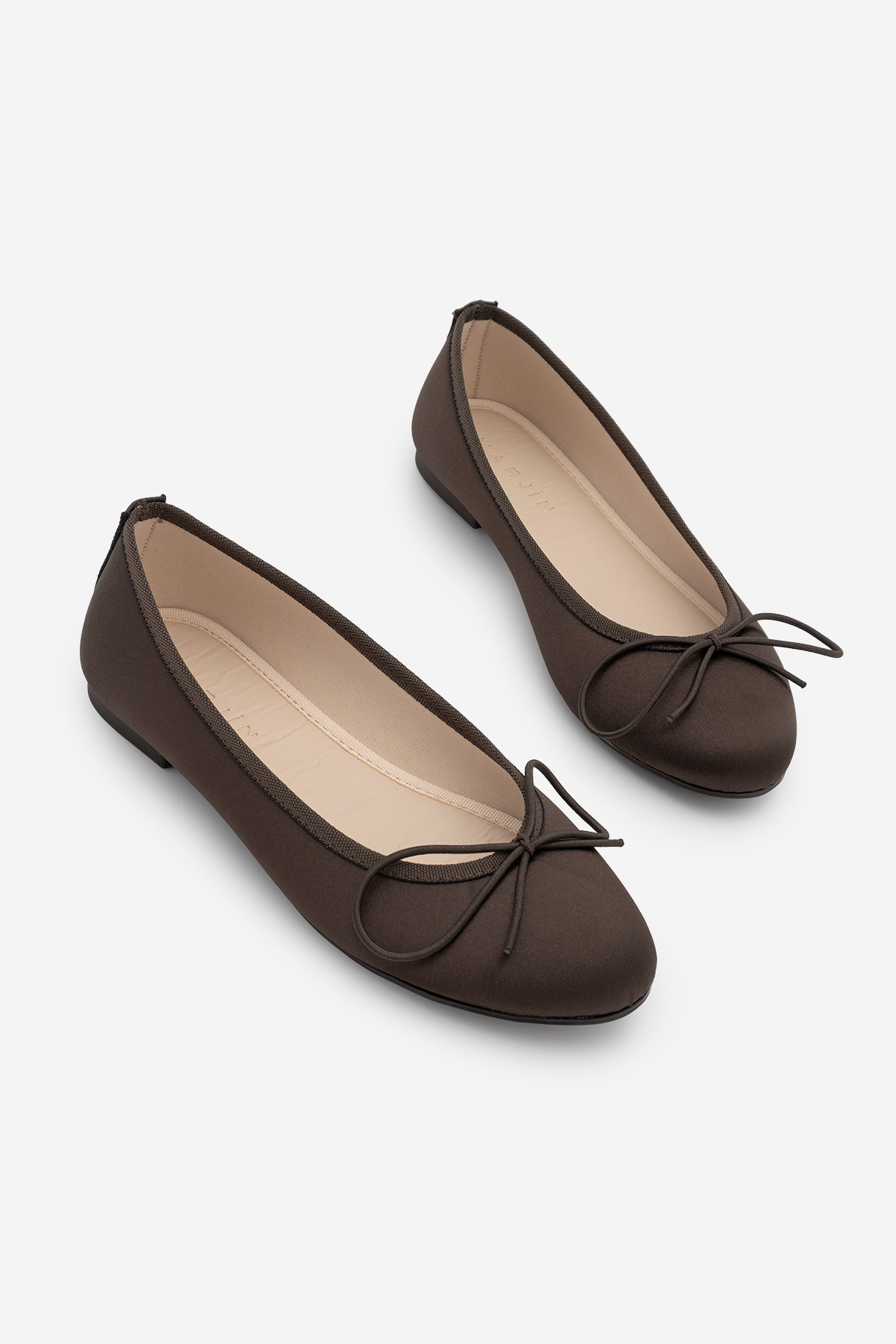 Women's Bowtie Detailed Flats Tovran Coffee Satin