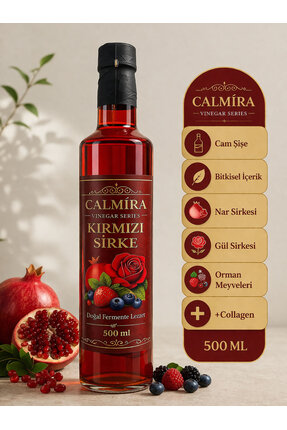 CALMİRA KIRMIZI SİRKE 500 ml / Elma / Nar / Gül / Orman Meyveleri + Collagen