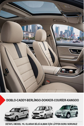 GM-DESIGN Oniks Bej Tay Tüyü Üniversal Ticari Oto Koltuk Kılıfı(DOBLO-CADDY-B...
