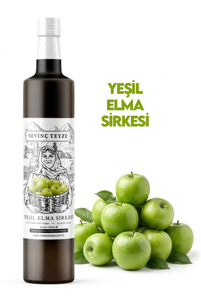 Organik Teyze Sevinç Teyze Doğal Fermantasyon Yeşil Elma Sirkesi 500ml (GREEN...