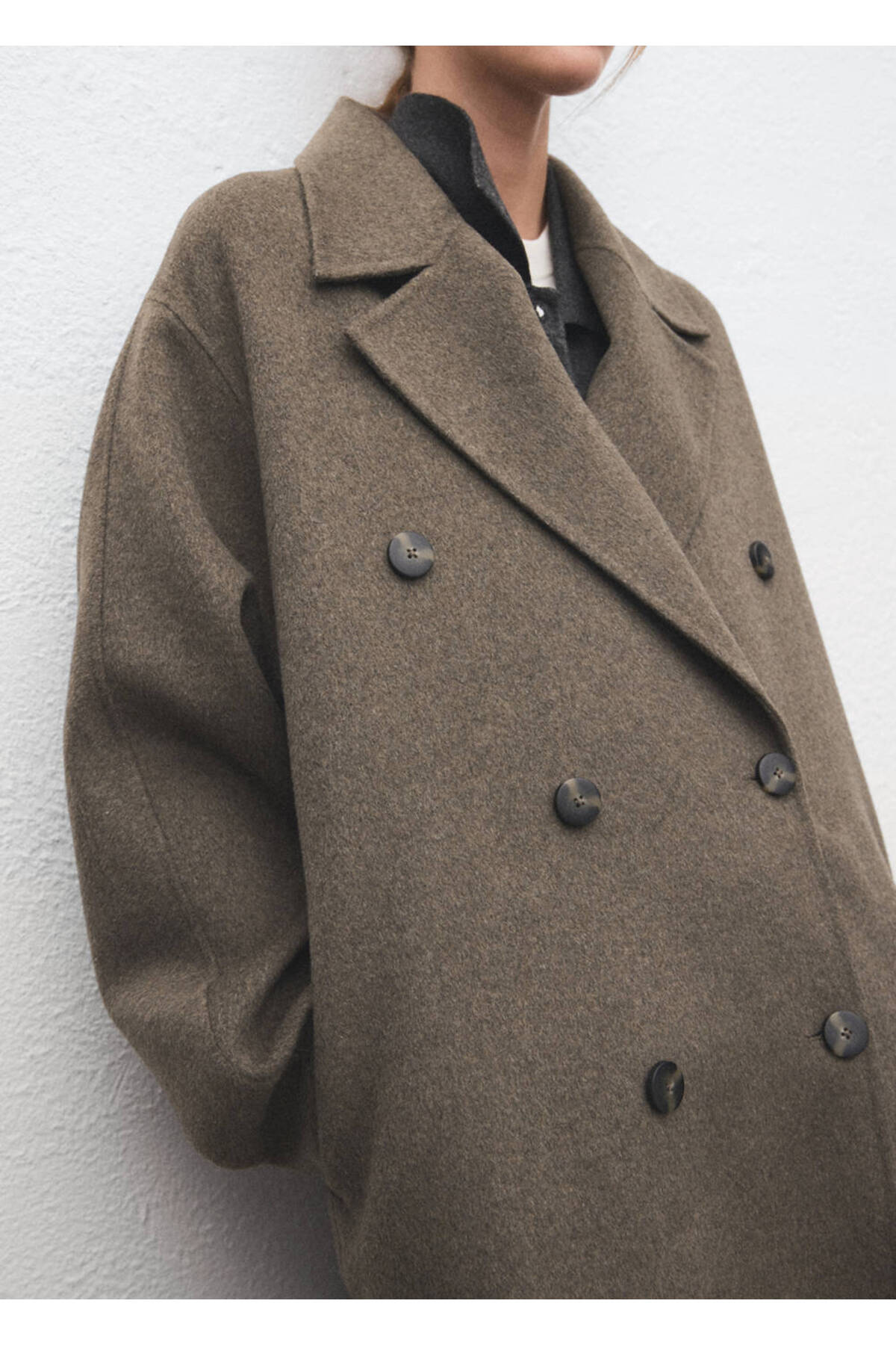 MANGO  El yapımı oversize yün palto - Görsel 8