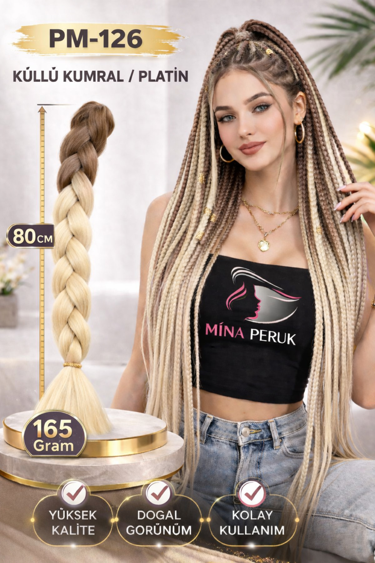 Synthetic Ombred Hair for African Weave and Rasta - Ashy Brunette / Platinum
