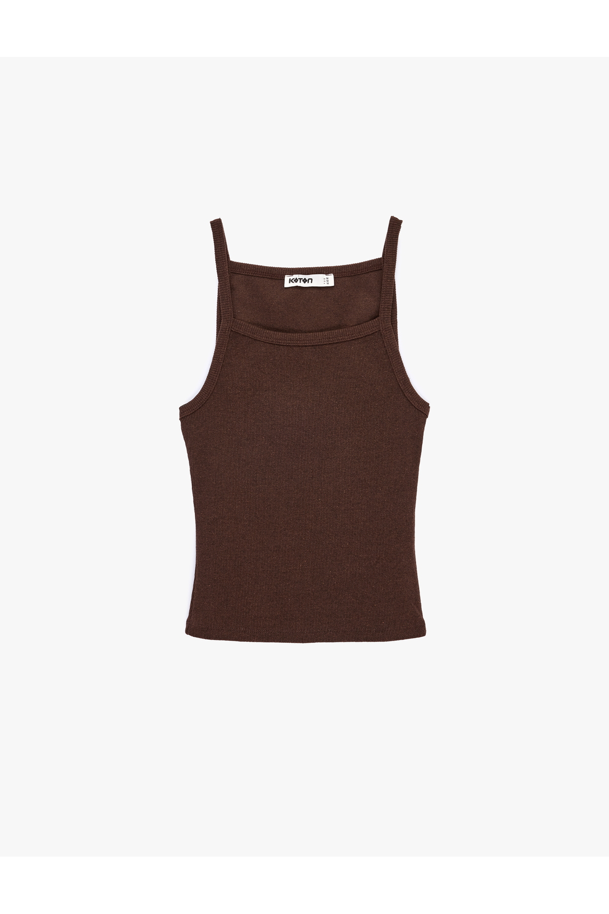 Koton Slim Fit Ribanalı Kolsuz Kare Yaka Bluz görsel 3