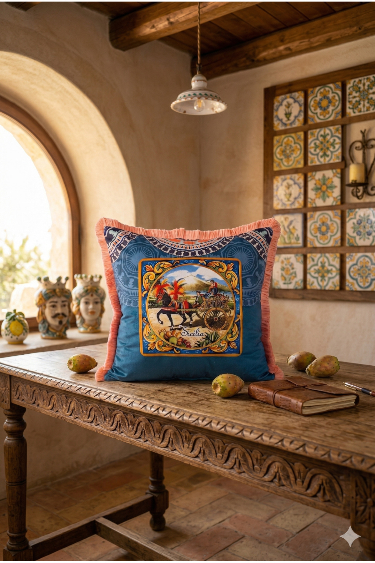Milano-Ethnic pattern Double Sided Blue Decorative Pillowcase 43x43
