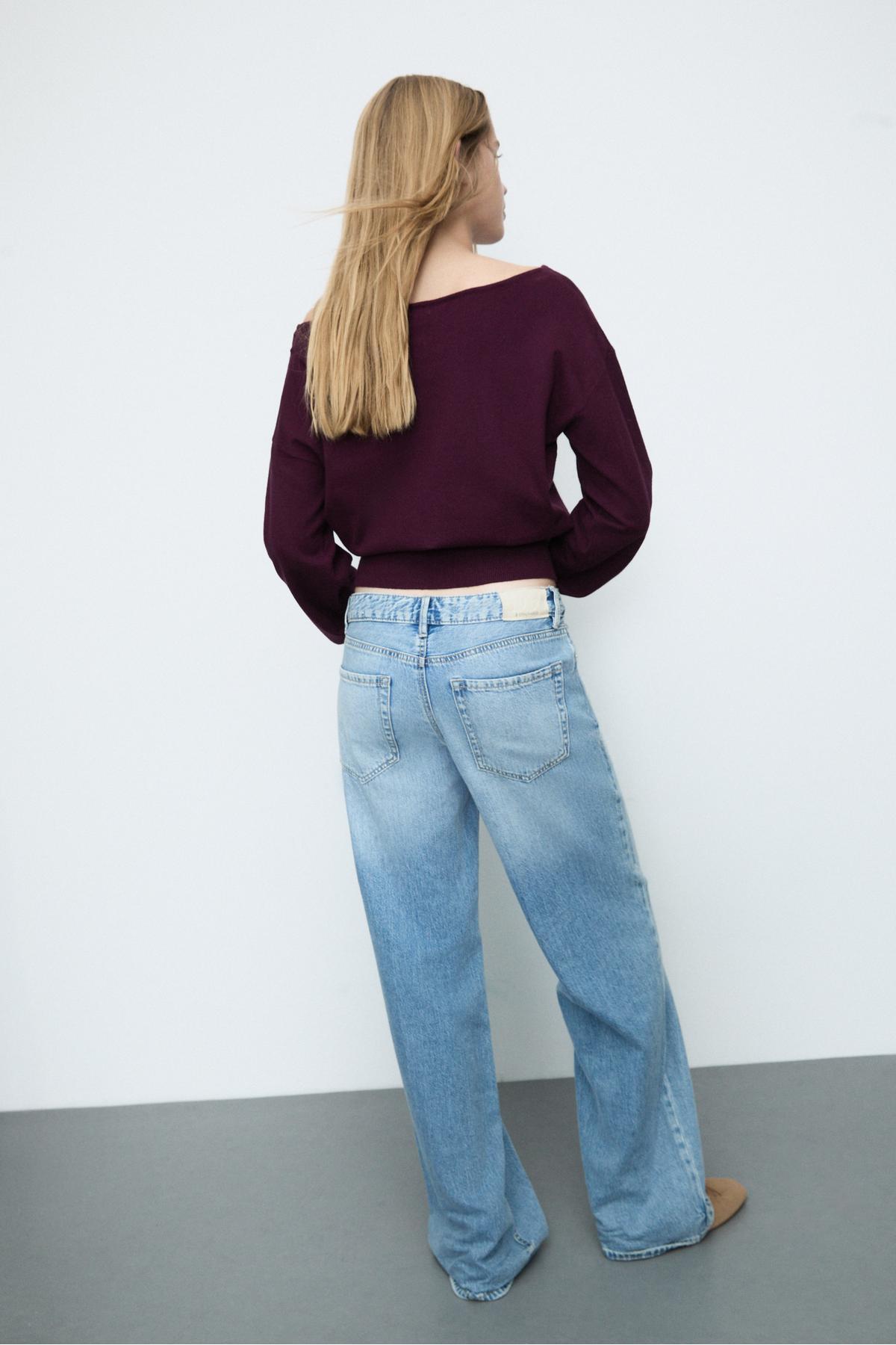 Stradivarius  D91 Düşük Bel Geniş Paça Jean - Görsel 6