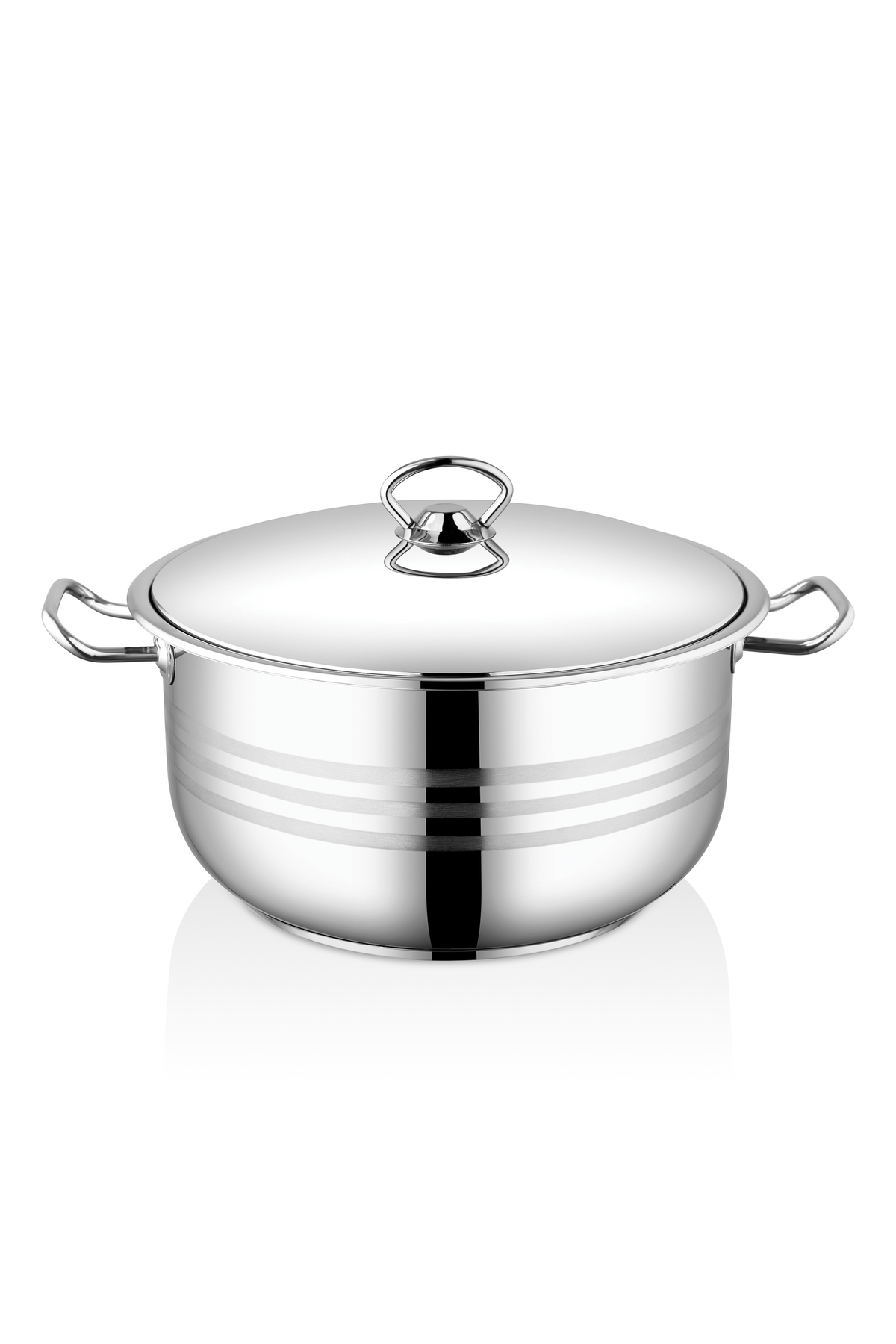 Bestinox 32x20 cm Flanged Handle Steel Deep Pot with Steel Lid -14 Liter