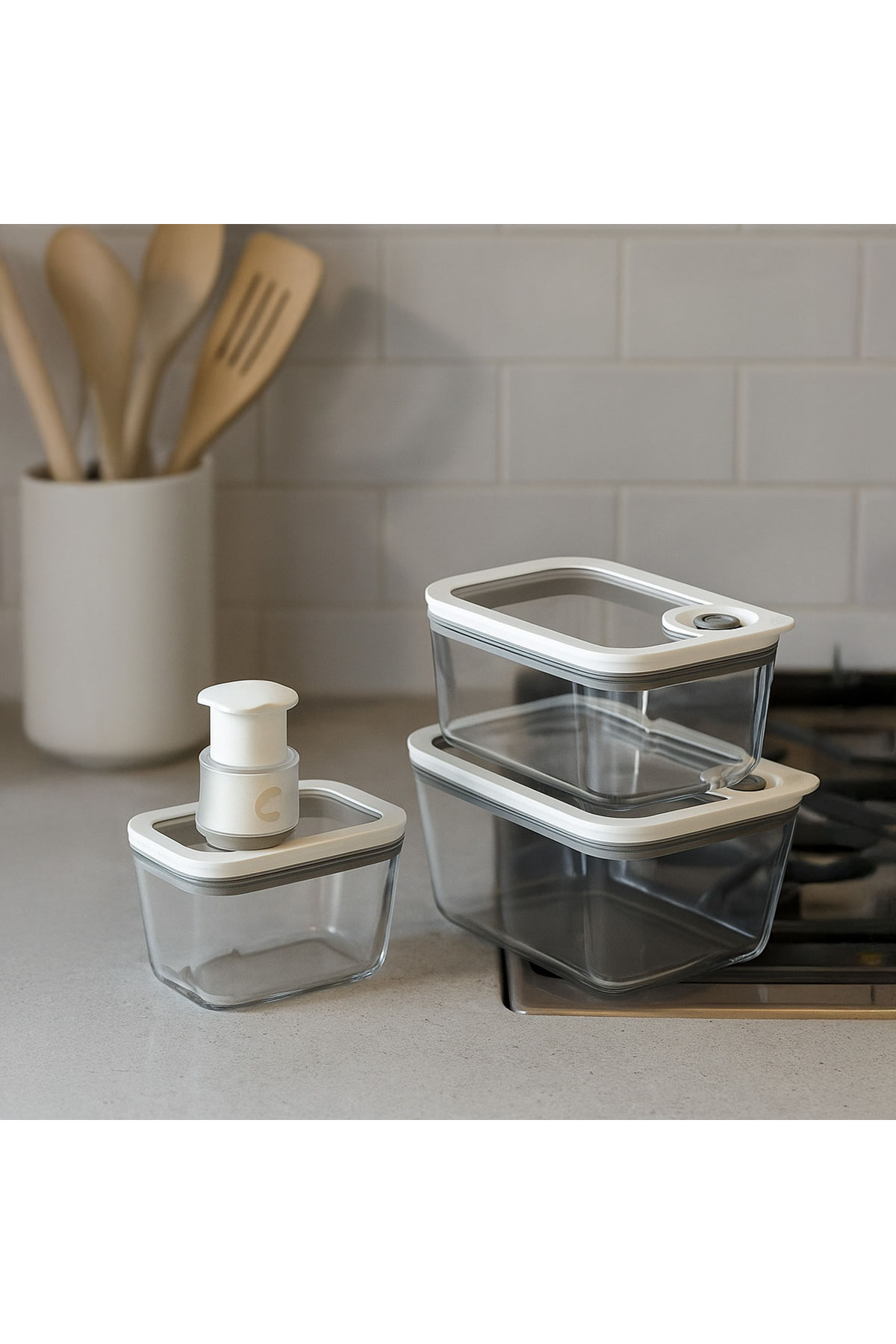 Novelty Vacuum 4-Piece Glass Storage Container Set