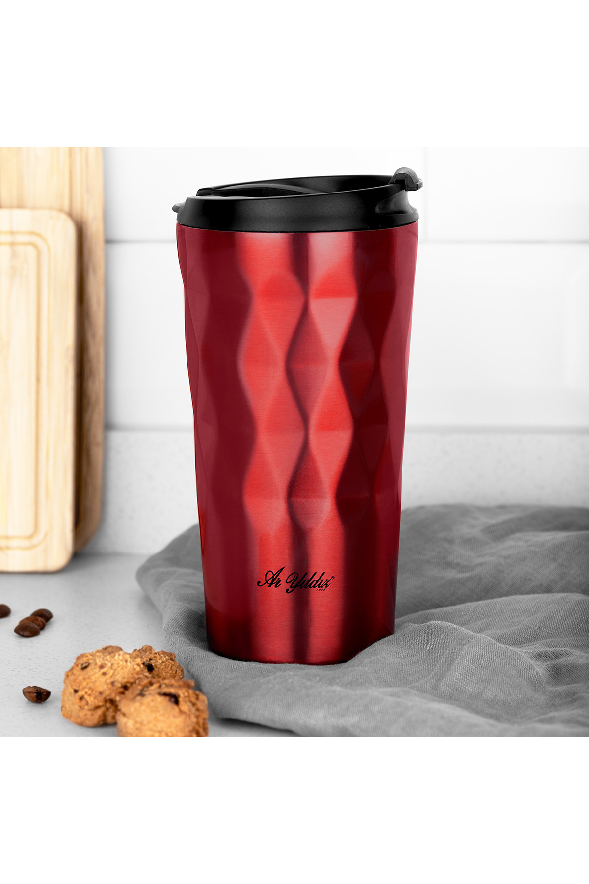Glori Glass Thermos 350 ml Red