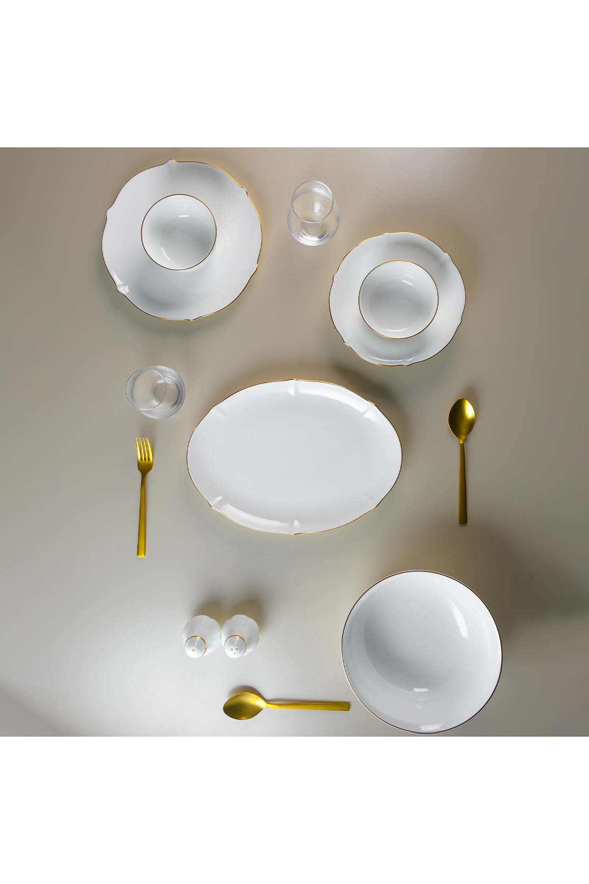 EVALIZA Magnolia Premium Gold 60 Parça 12 Kişilik Yemek Takımı