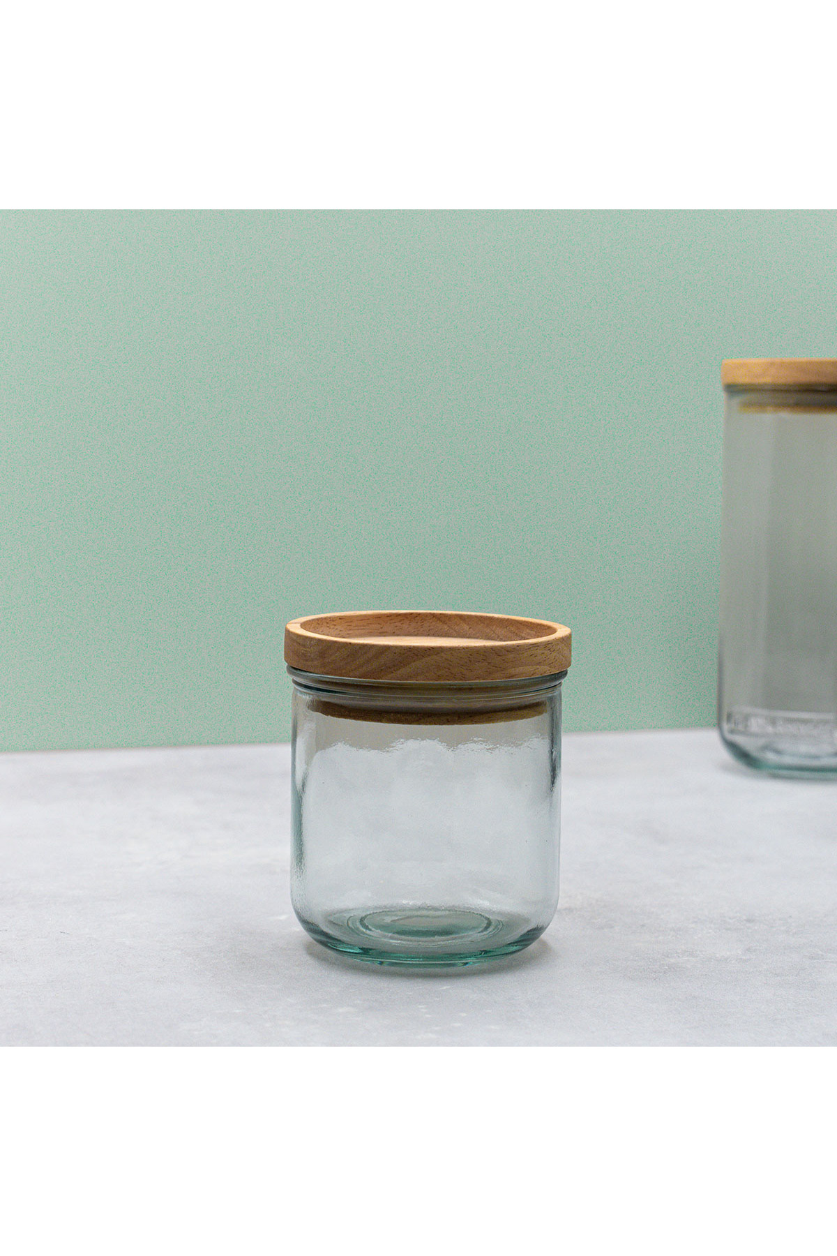 Flat Jar with Wooden Lid 350 cc