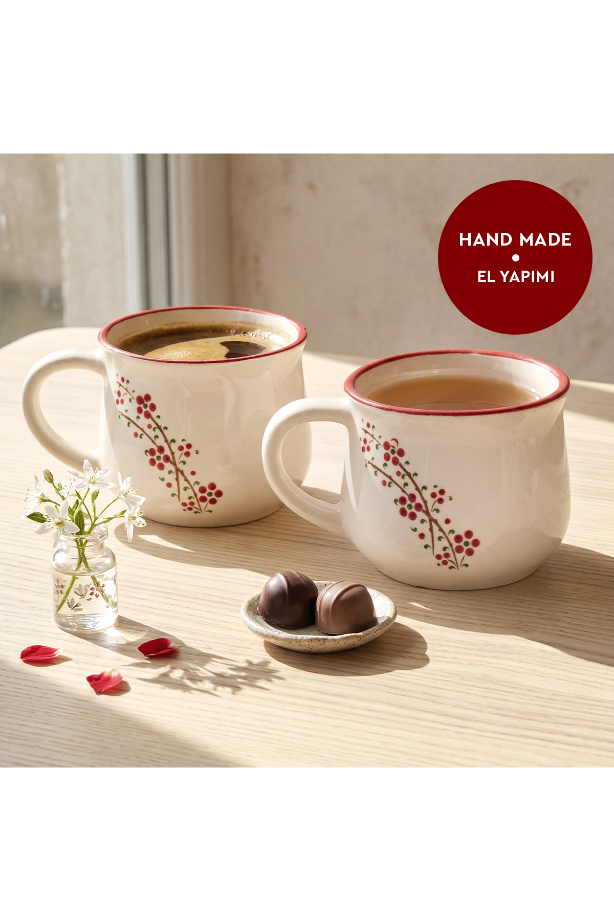 Rosella 2-Piece Ceramic Mug Red 150 ml