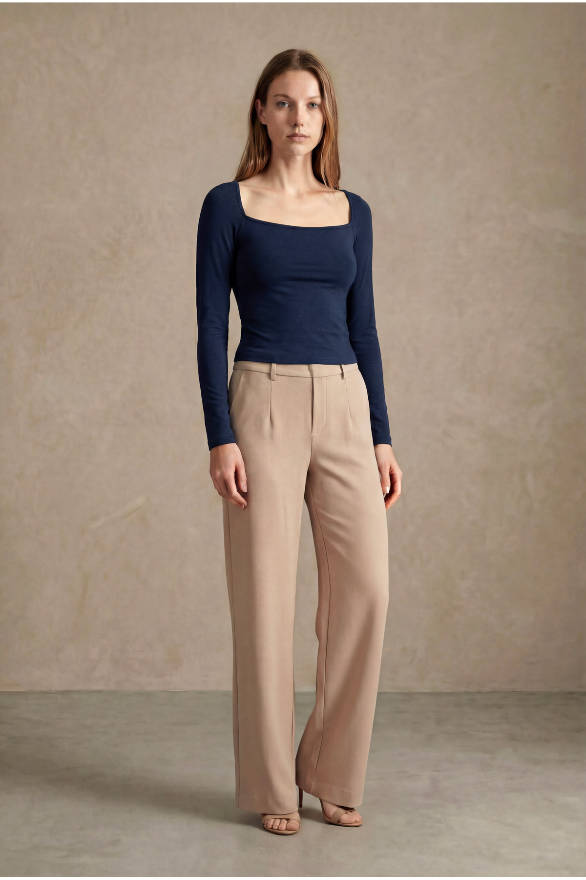 Navy blue Square Neck Long Sleeve Women's Crop Body CECILIA CROP