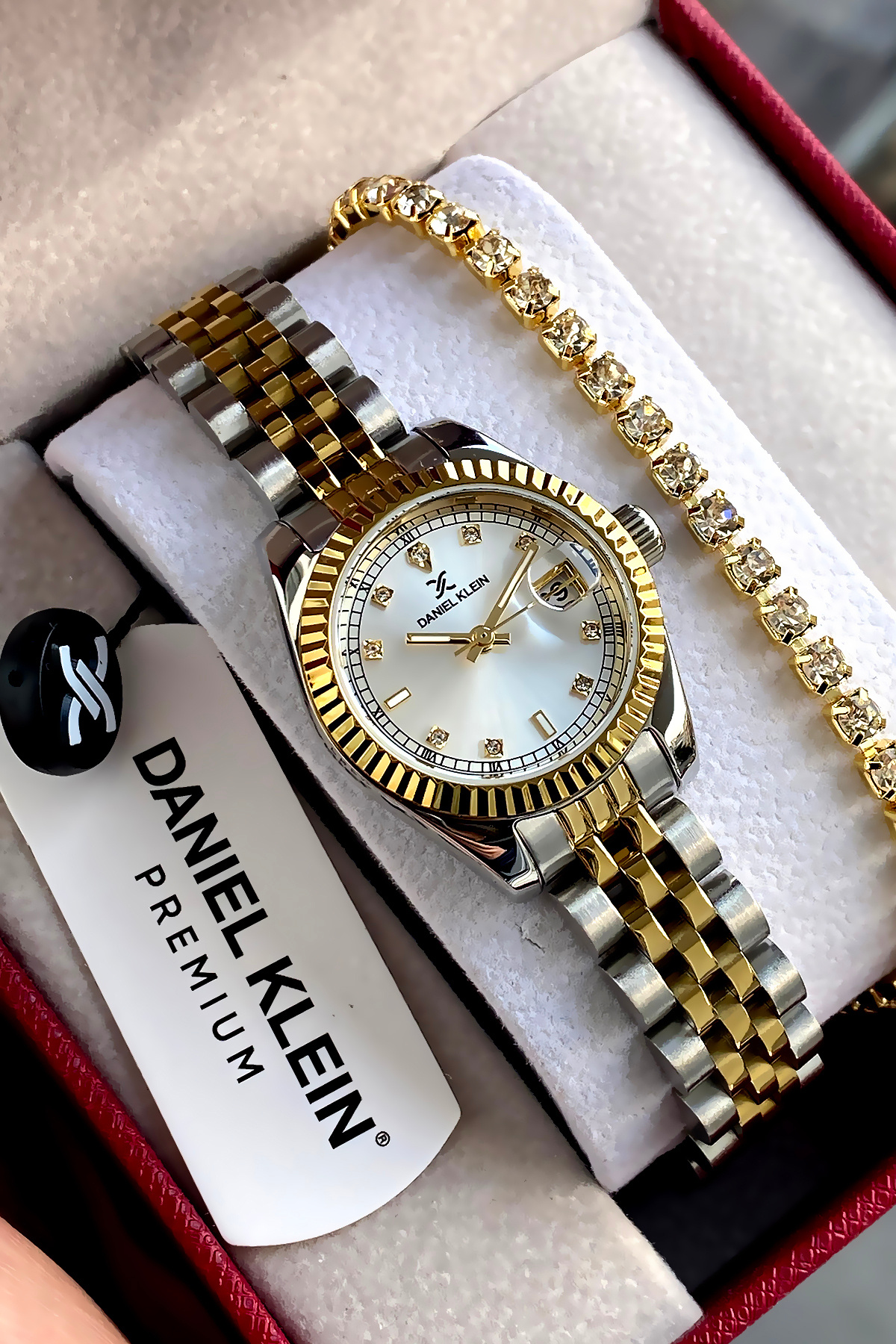 Daniel Klein  %100 Orijinal Altın Gümüş Rengi Kordon Çelik Kadın Kol Saati Bileklik Hediyeli