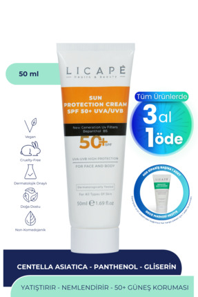 Licape Çok Yönlü Yüksek Korumalı Spf +50 Faktör Uva - Uvb Güneş Kremi 50 ml