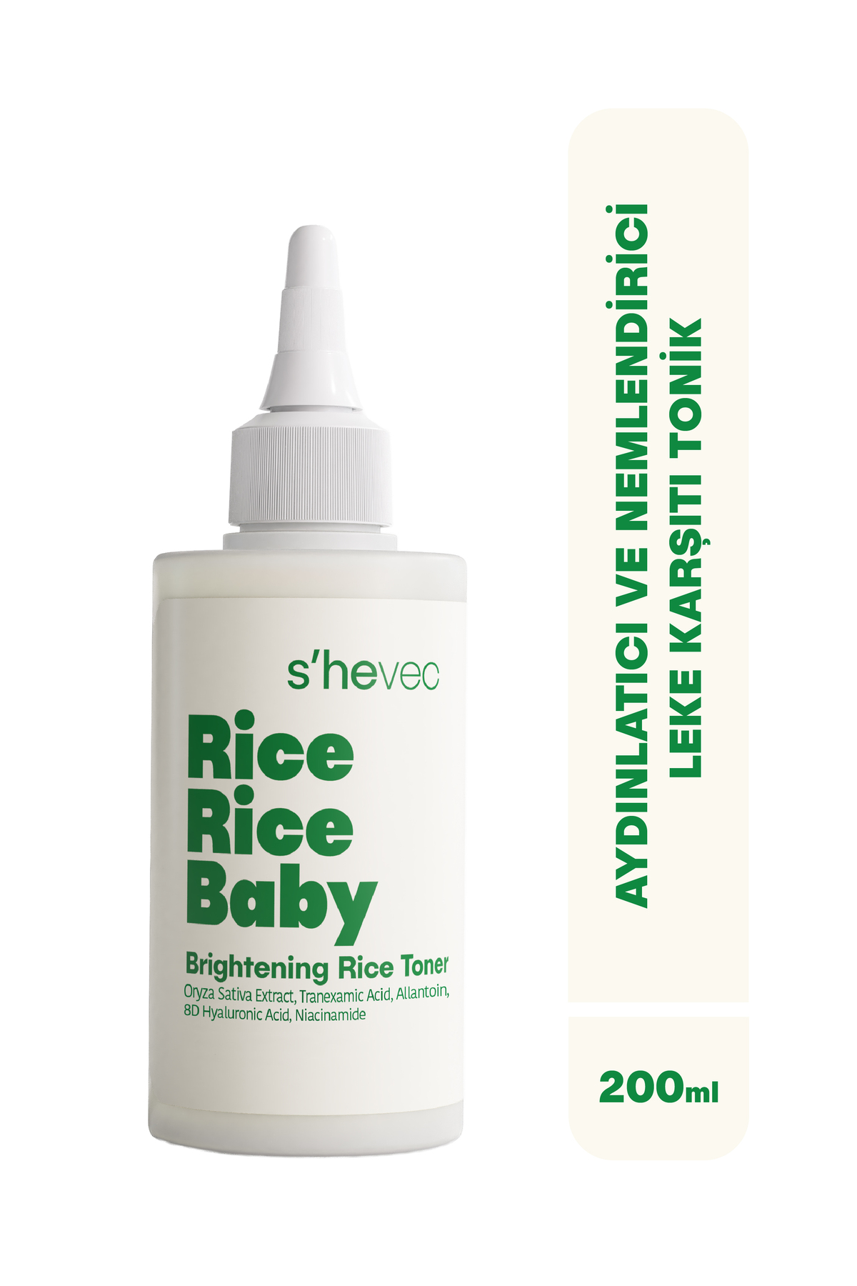 s'hevec Aydınlatıcı ve Nemlendirici Leke Karşıtı Vegan Pirinç Tonik 200 ml Rice Rice Baby — SH-2120