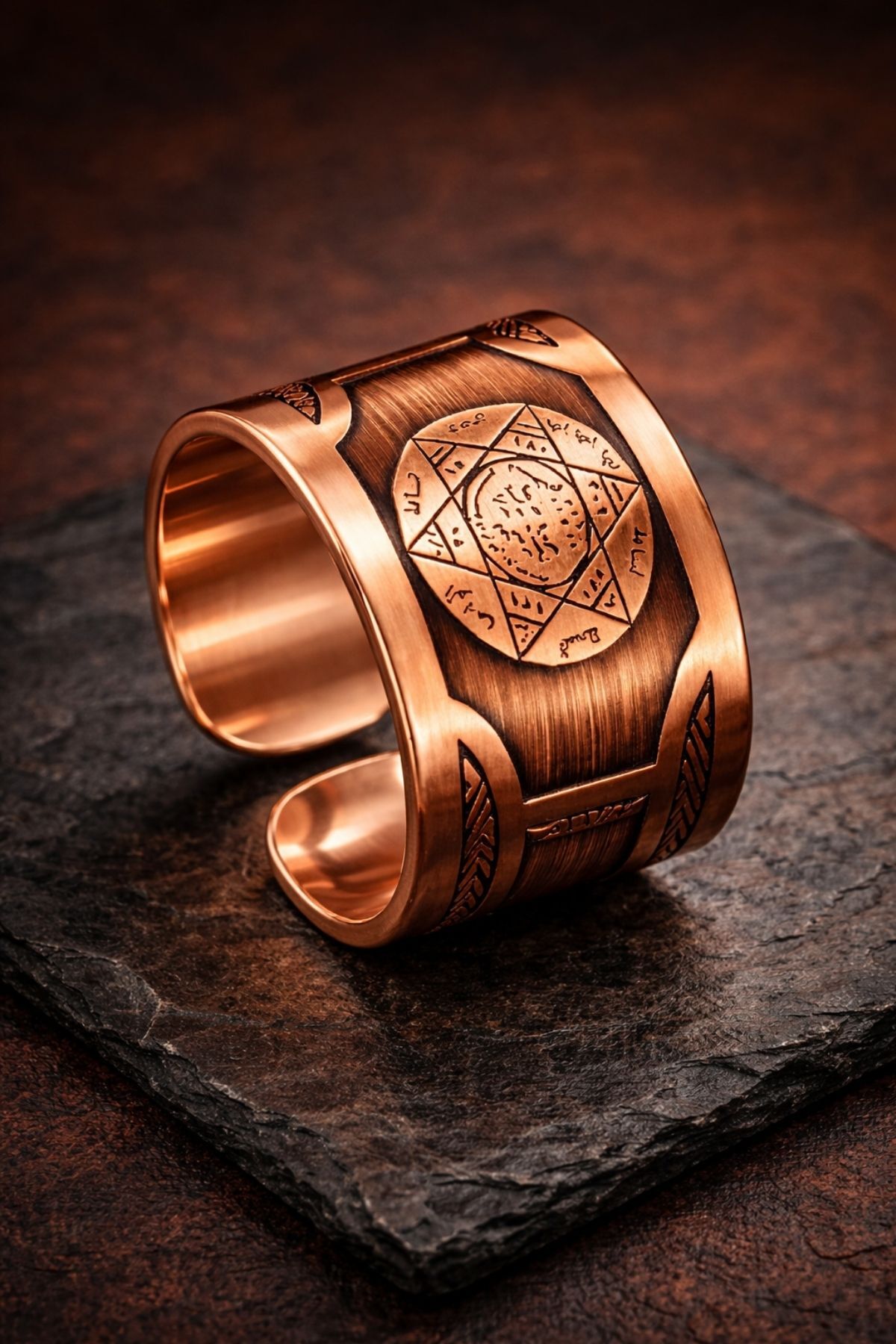 Otto Man Steel Jewelry Erkek Bakır Yüzük Hz Süleyman Mührü Davut