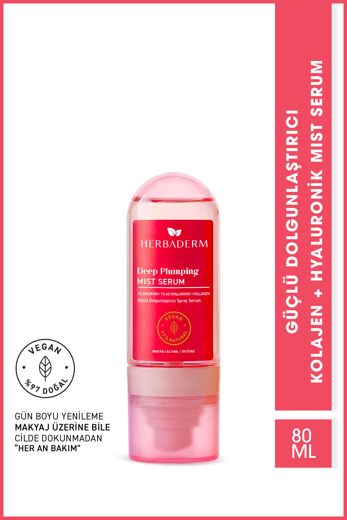 Herbaderm Güçlü Dolgunlaştırıcı Mist Sprey Serum, Makyaj Altına/Üstüne, 80 ml — 9.364.795