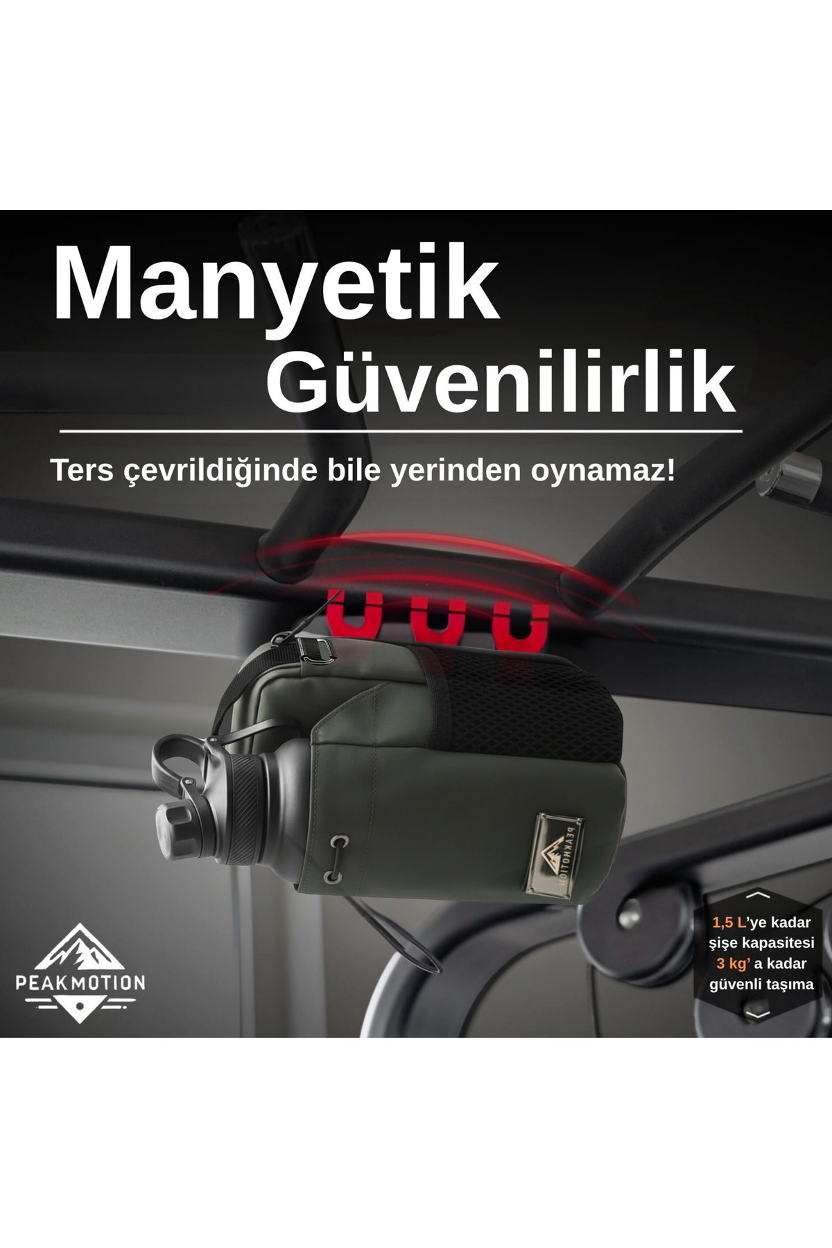 PeakMotion Manyetik Haki Spor Çantası |Suya Dayanıklı Tasarım, Çok Bölmeli Spor & Seyahat Çantası görsel 4
