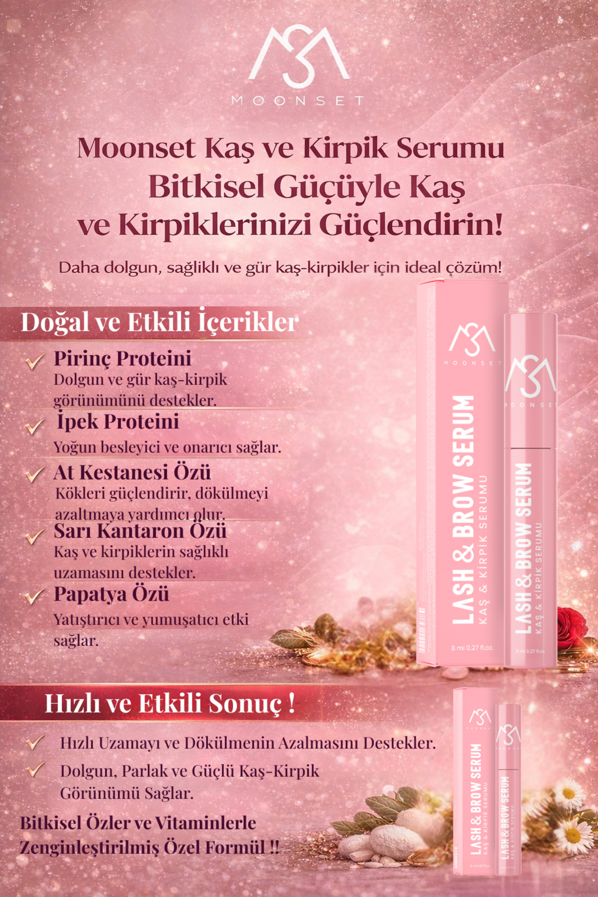 Kaş ve Kirpik Serumu – Güçlendirici, Uzatıcı ve Besleyici Vegan Bakım Serumu (8 ml) — moonsetkaşkirpik — تصویر 4 از 9