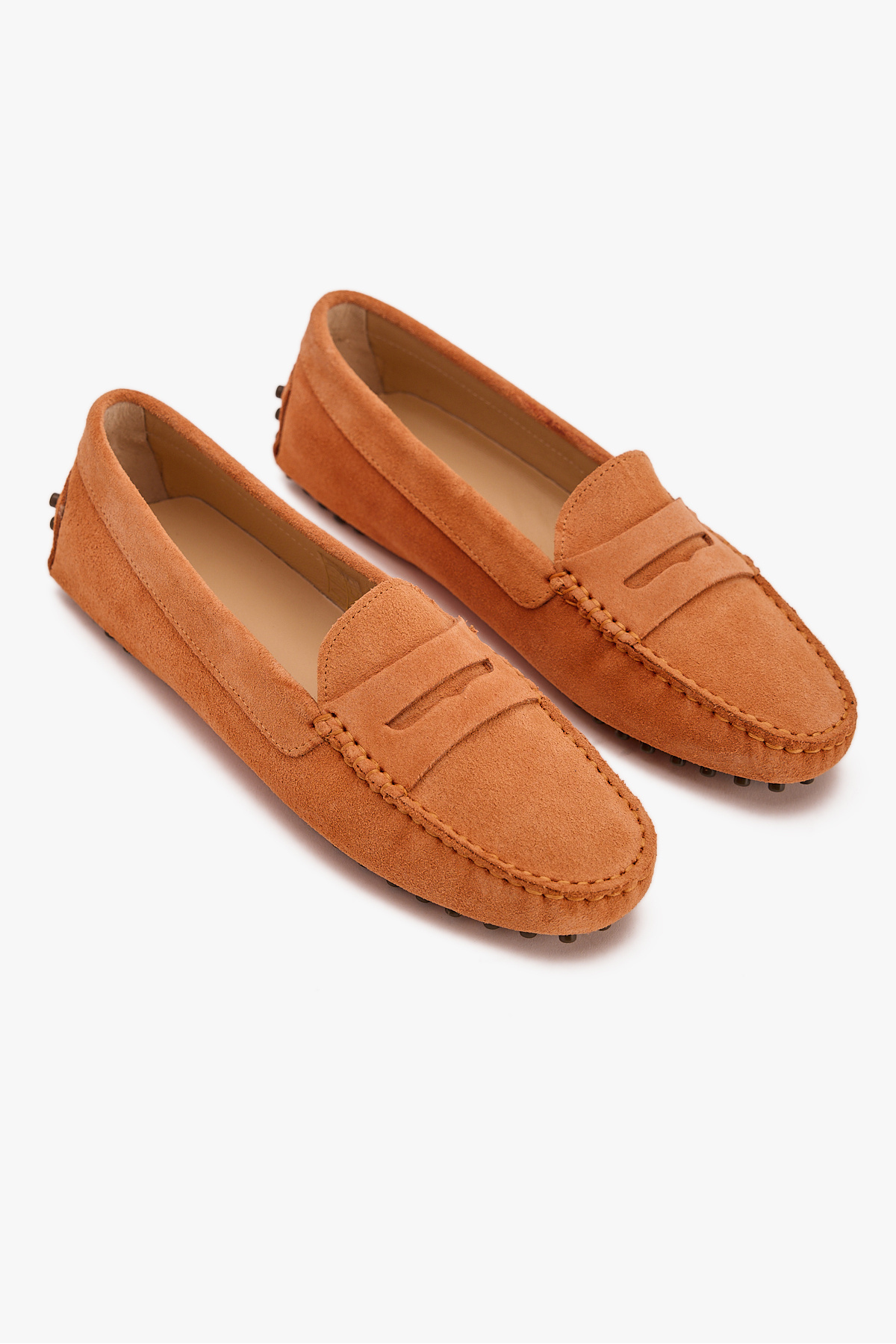 West To West Kadın Loafer Ayakkabı Hakiki Deri Oranj Süet görsel 4