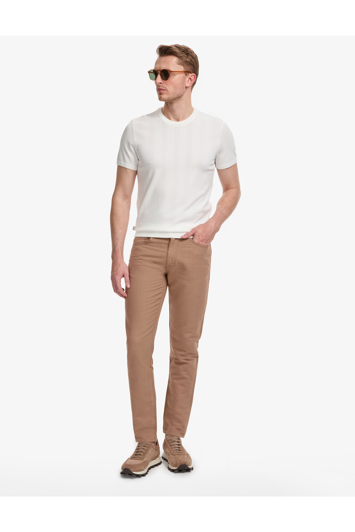 Pierre Cardin Vizon Slim Fit Keten Karışımlı Kanvas Pantolon 50268095-VR052