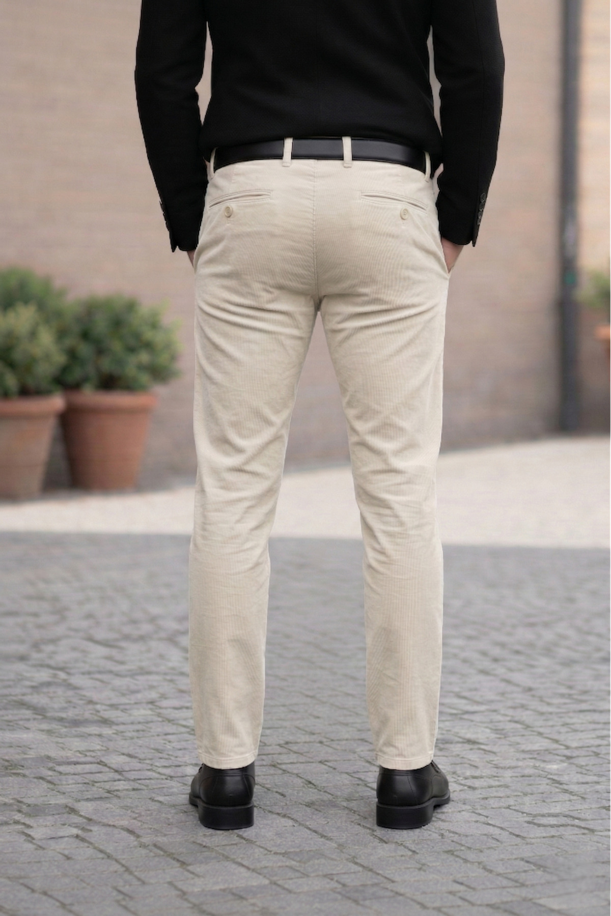 TheSeason Erkek Bej Gabardin Pamuklu Slim Fit Esnek Ofis Stili Chino Pantolon görsel 3