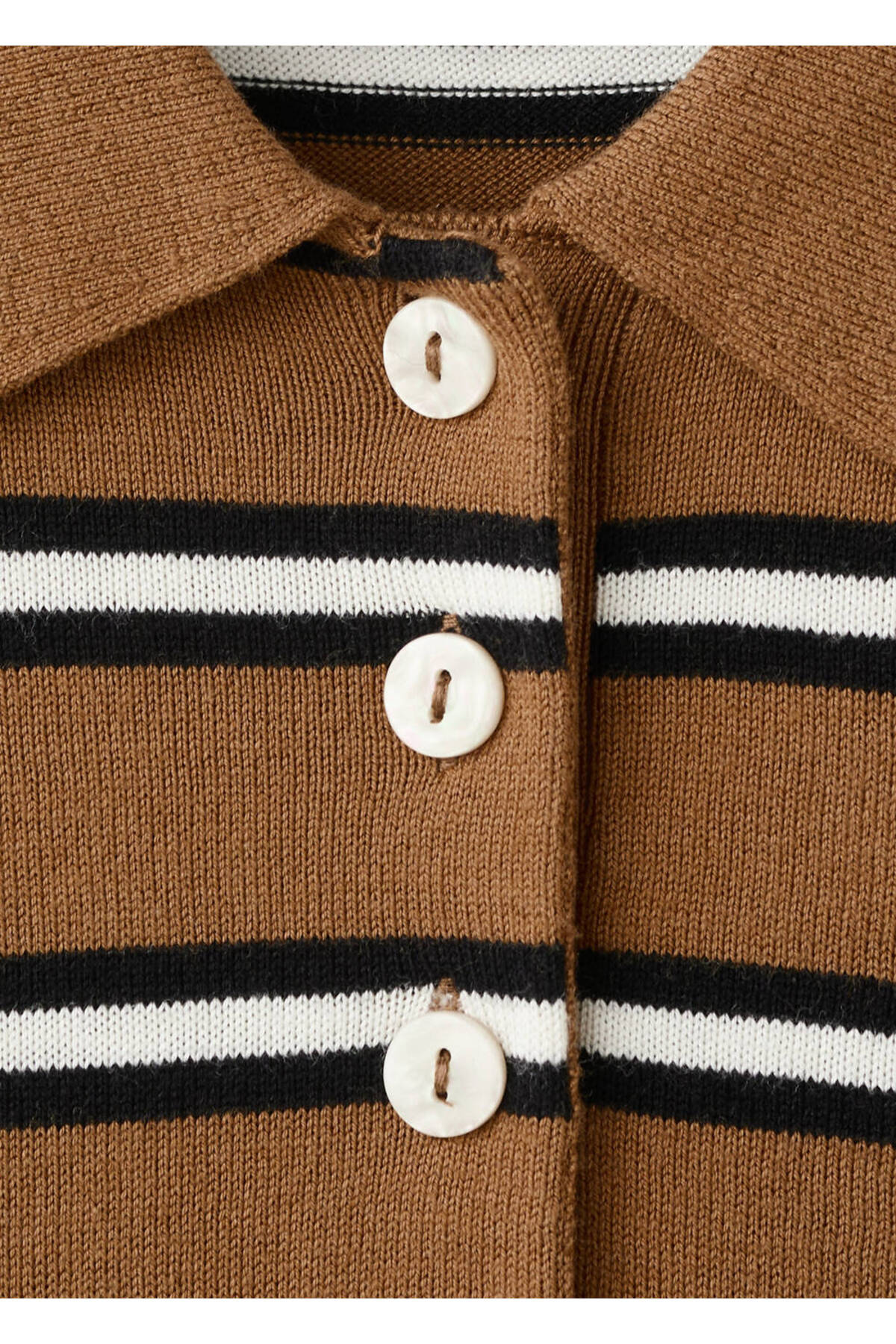 MANGO  Çizgili polo yaka kazak - Görsel 8