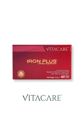 Vitacare Iron Plus 20 mg 60 Tablet, Demir, Vitamin C, B12, Folik Asit, Enerji...