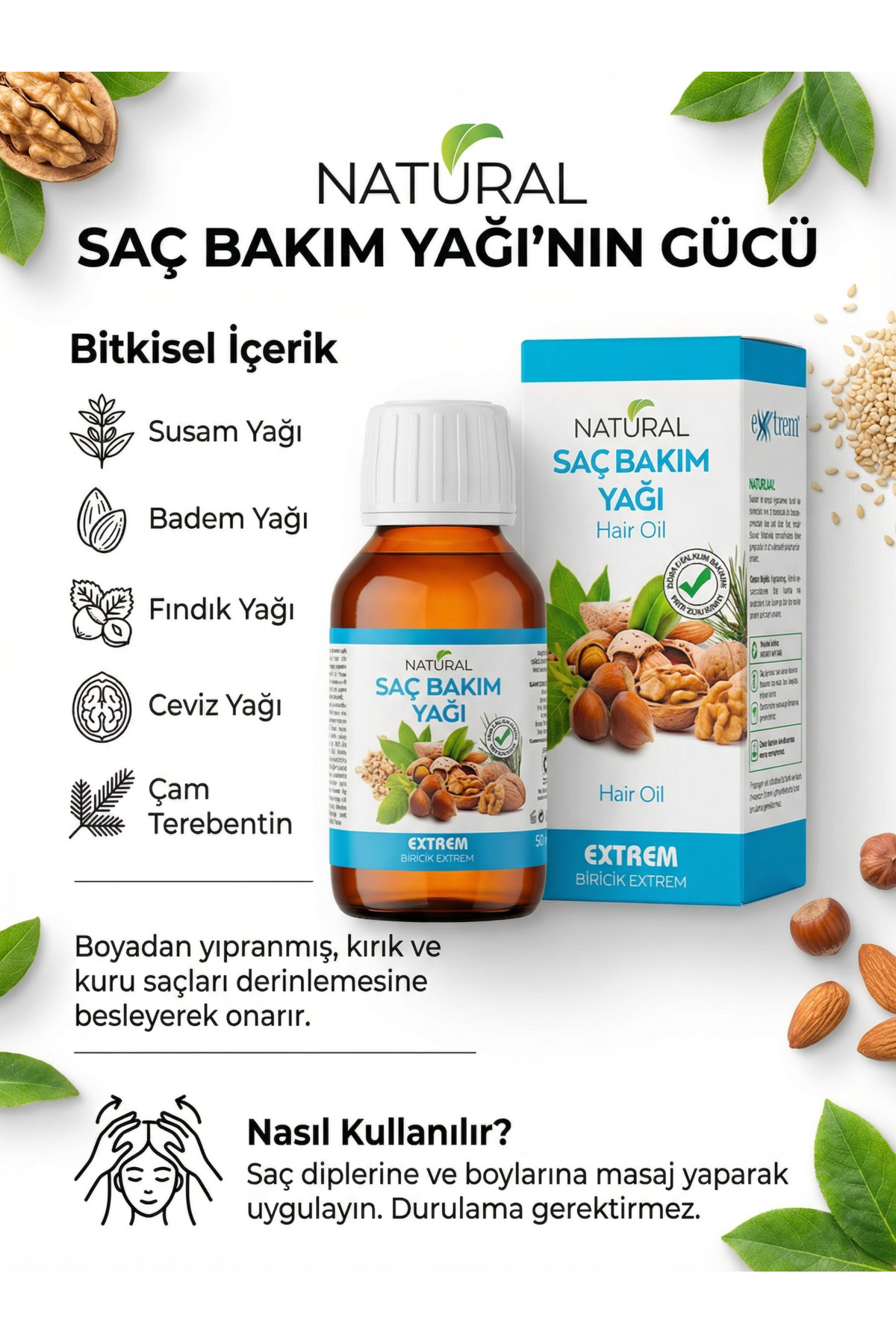 EXXTREM Natural Saç Bakım Yağı | Doğal Soğuk Sıkım Yağlardan Özel Bitkisel Karışım – 50 ml — EXXTREM-SAÇBAKIM-YAĞI-50ML