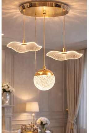 burenze Jellyfish Bruce Sarkıt Avize Power Led Avize Gold Sarı